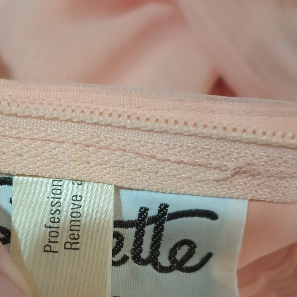 VTG Miss Elliette Peach Accordion Crepe Chiffon Cape Evening Gown Formal Dress - Picture 14 of 14